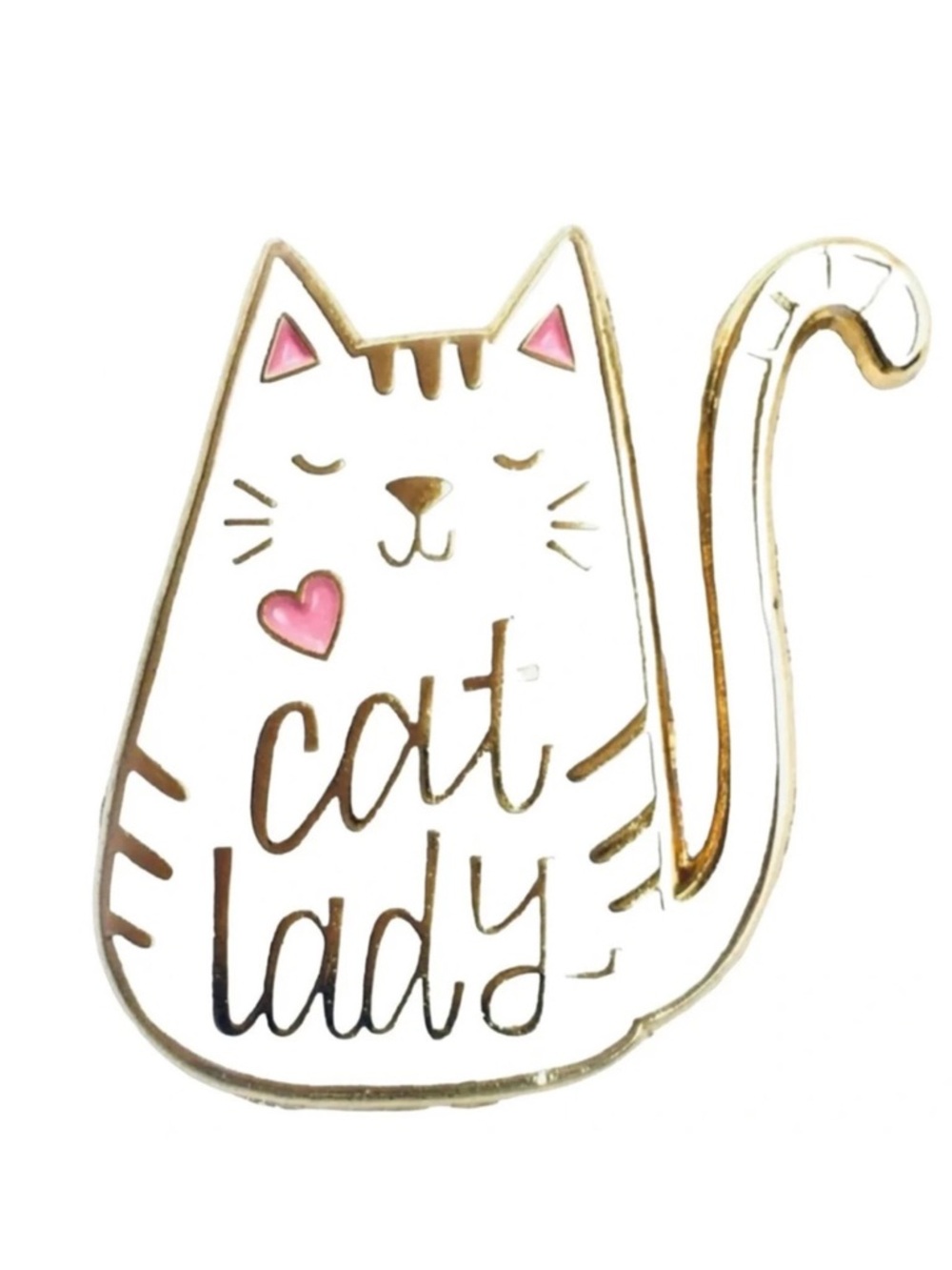Cat Lady White Gold Enamel Pin NEW